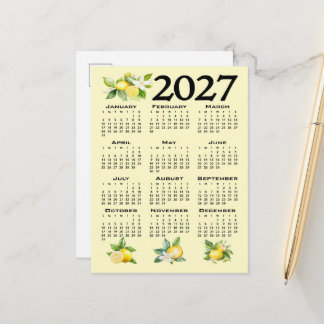2027 Kalendrar Italiensk Stil Citroner Gul Vykort