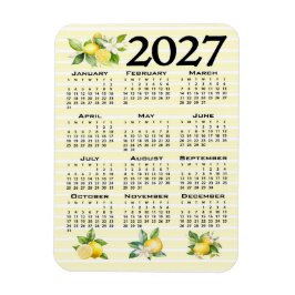 2027 Kalendrar Italiensk Stil Citroner Gula Ränder Magnet