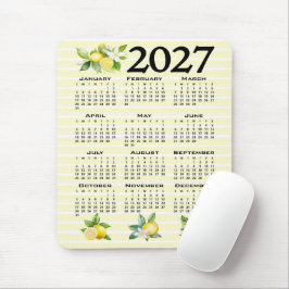 2027 Kalendrar Italienska Stil Citroner Gula Rände Musmatta