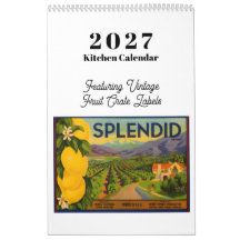2027 Kalendrar Vintage Fruktlåsetiketter