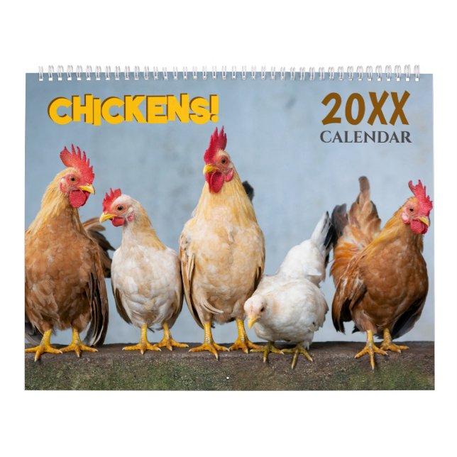 2027 Kycklingar Fjäderfä Djur Vägg  Kalender (Omslag)