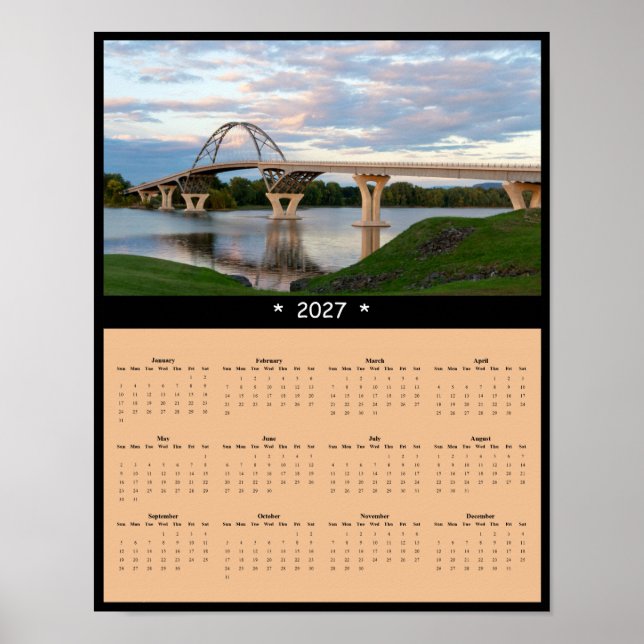 2027 Lake Champlain Bridge Väggkalender - Naturskö Poster (Framsidan)