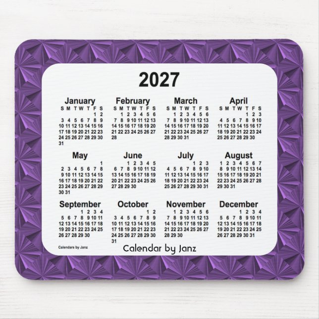 2027 Lila Diamonds Calendar av Janz Mouse Pad Musmatta (Framsidan)