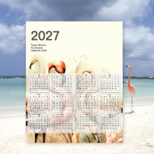 2027 Livlig Flamingoflock Tropisk Konstkalender