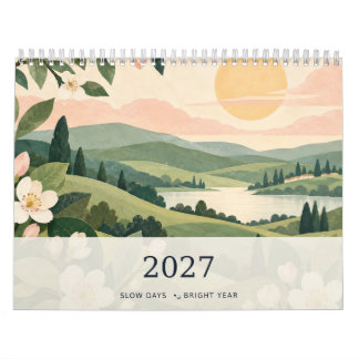 2027 Lugn Dagar Ljus År Scenisk Landskaps Kalender
