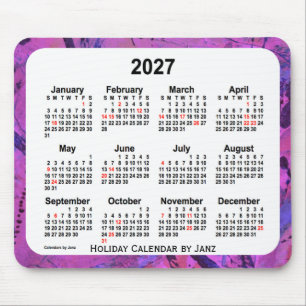 2027 magentafärgade helgdagkonstkalender vid Janz Musmatta