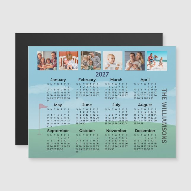 2027 Magnet Foto Kalender Golf Tema (Fram/baksida)