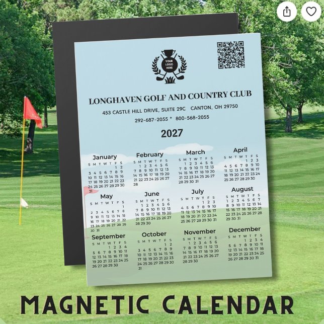 2027 Magnet Kalender Golfklubb League Logotyp QR-k (Skapare uppladdad)