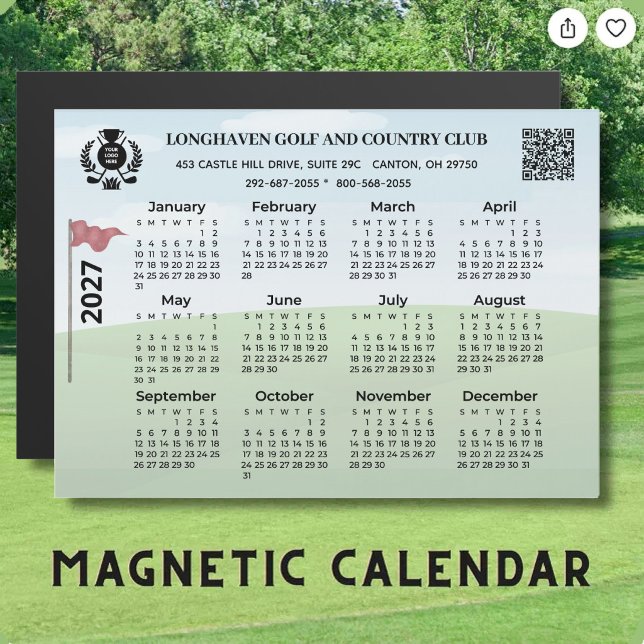 2027 Magnet Kalender Golfklubb League Logotyp QR-k (Skapare uppladdad)