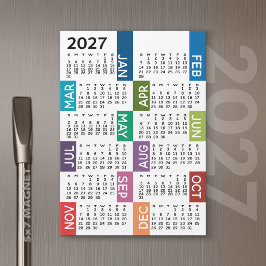 2027 Magnet Kalender - Månad funky färgglada månad