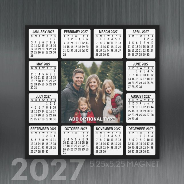 2027 Magnetisk Kalender Fyrkant med Foto (2027 calendar magnet)