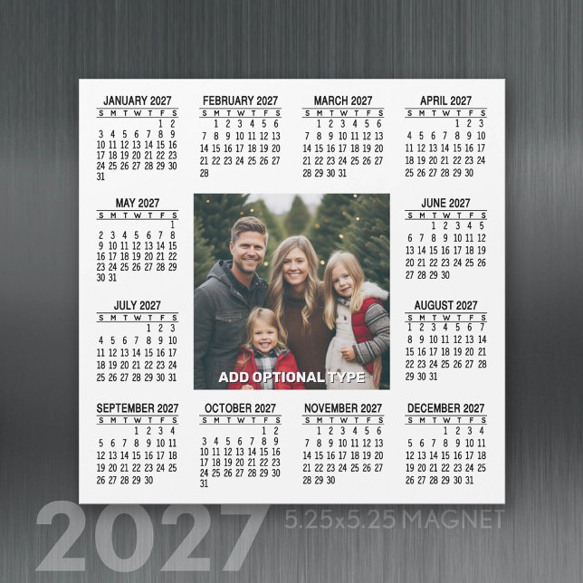 2027 Magnetisk Kalender Fyrkant med Foto (2027 calendar magnet)