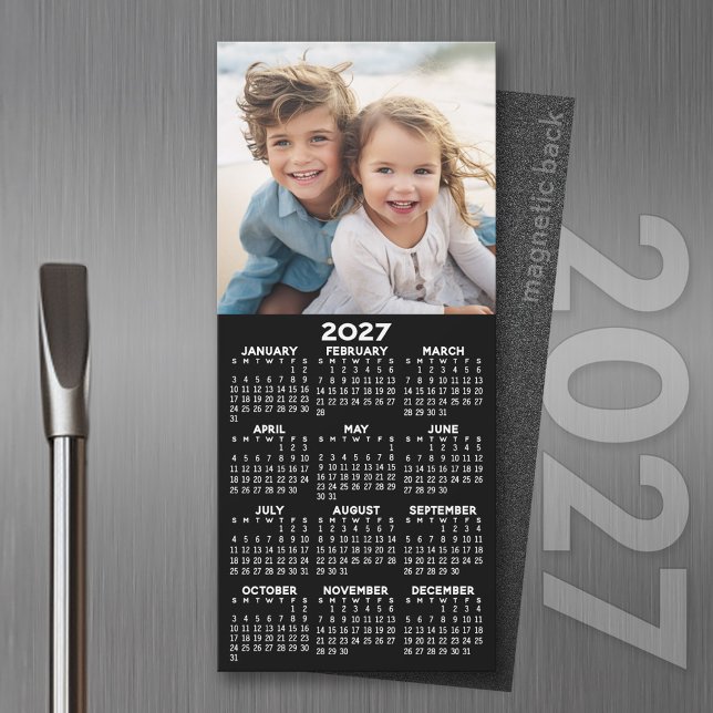 2027 Magnetisk kalender med fotokollage (2027 Calendar Magnet with Photo Option - Great Refrigerator Magnet Calendars)