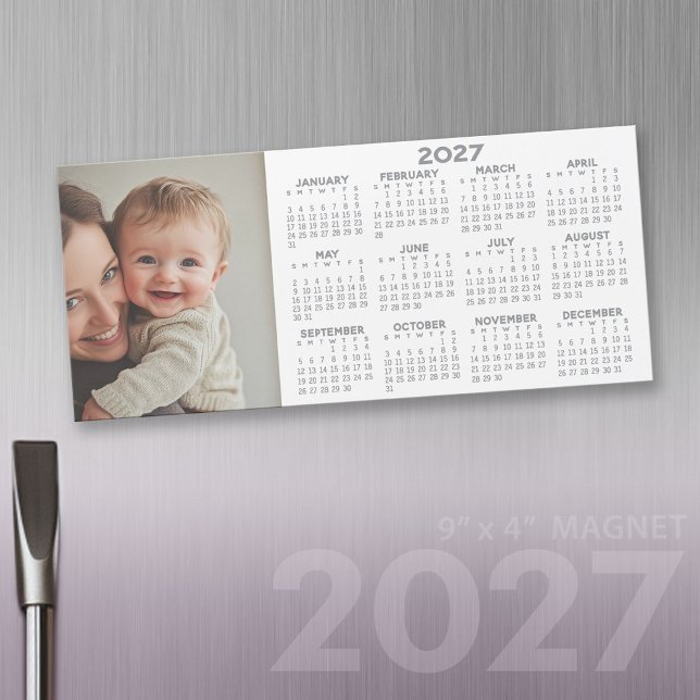 2027 Magnetisk kalender med fotokollage (2027 Calendar Fridge Magnet)