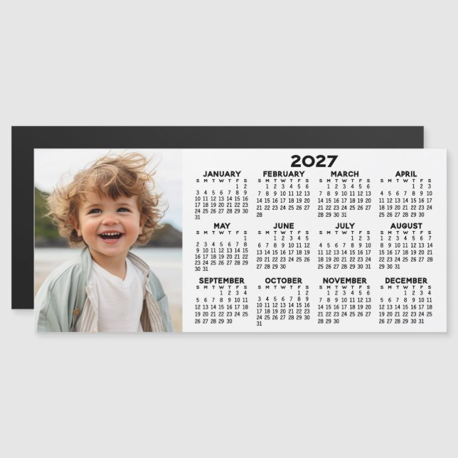 2027 Magnetisk kalender med fotokollage (Fram/baksida)