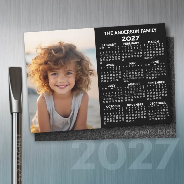 2027 Magnetisk Kalender - Modern Fotovisning för h (2027 Calendar)