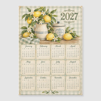 2027 Magnetisk kalender - Vintage citron