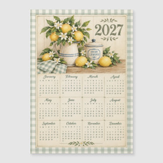 2027 Magnetisk kalender - Vintage Gingham och citr