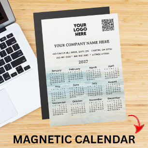 2027 Magnetkalender Företag Namn Logo QR-kod