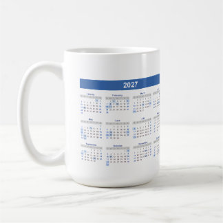 2027 Månadskalender Dubbelsidig Kaffemugg