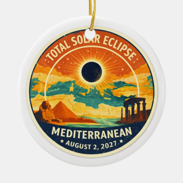 2027 Medelhavet solförmörkelse Julgransprydnad Keramik (Framsidan)