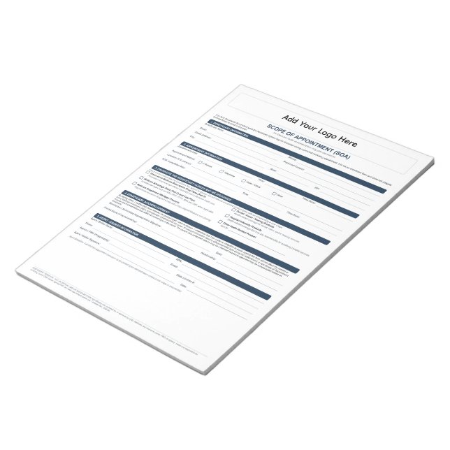 2027 Medicare Scope of Appointment SOA Antecknings Anteckningsblock (Vinklad)