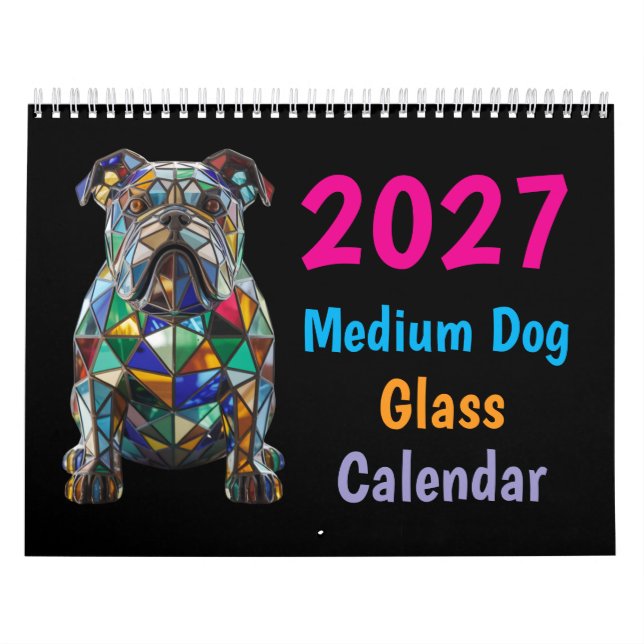 2027 Medium Hund Glas Kalender (Omslag)