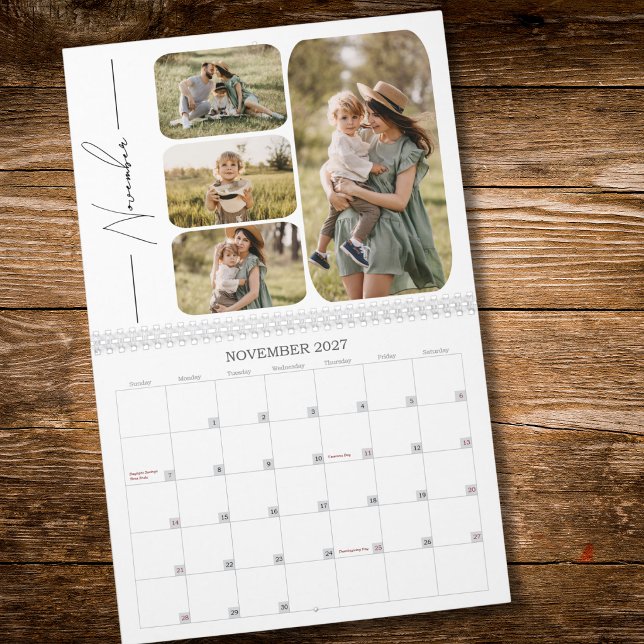 2027 Minimal Modern Anpassad Fotokollage  Kalender (Skapare uppladdad)