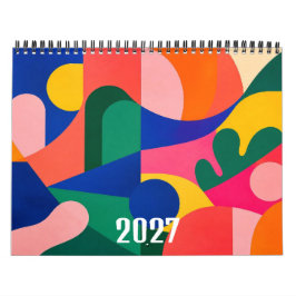 2027 Modern Abstrakt Färgrik Samtida Konst Kalender