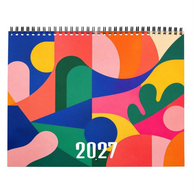 2027 Modern Abstrakt Färgrik Samtida Konst Kalender (Omslag)