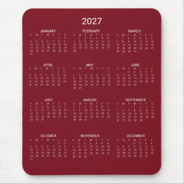 2027 Modern minimalist burgunderröd kalender Musmatta