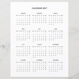 2027 Modern minimalistisk utskrivbar kalender i sv
