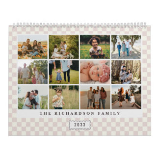 2027 Modern Rutig Anpassad Fotokalender Kalender