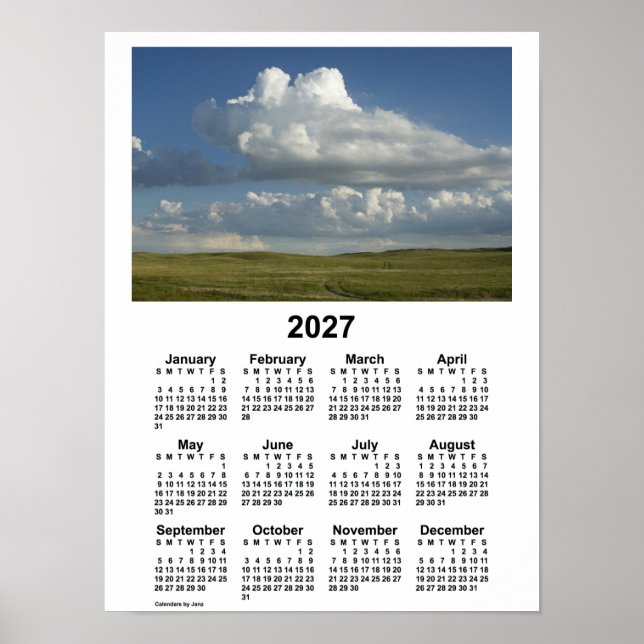 2027 Nebraska Sandhills kalender från Janz Poster (Framsidan)