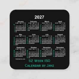 2027 Neon 52 Week ISO Calendar av Janz Fyrkantigt Visitkort
