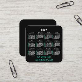 2027 Neon 52 Week ISO Calendar av Janz Fyrkantigt Visitkort