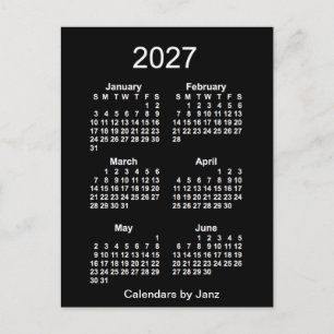 2027 Neon White 6 Month Mini Calendar från Janz Vykort