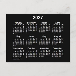 2027 Neon White Mini Kalender av Janz Vykort