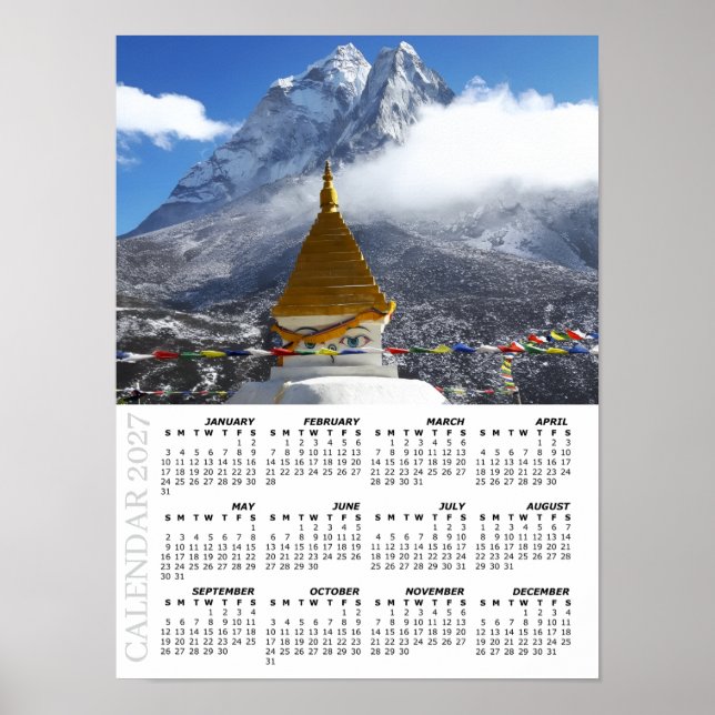 2027 Nepal Kalender, Ama Dablan, Sagarmatha Poster (Framsidan)