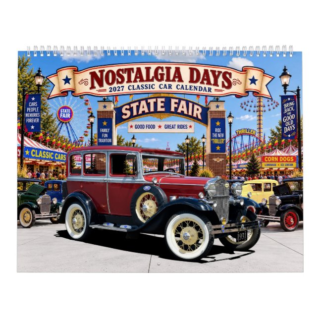 2027 Nostalgisk Klassisk Bil Väggkalender Kalender (Omslag)