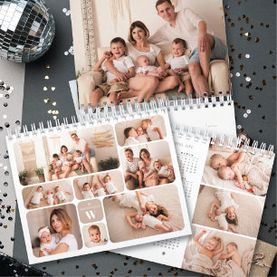 2027 Nyår Familjenamn Monogram 8 Foto Collage Kalender