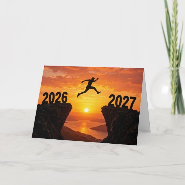 2027 Nyår Siluett Hopp Helgkort (Framsida)