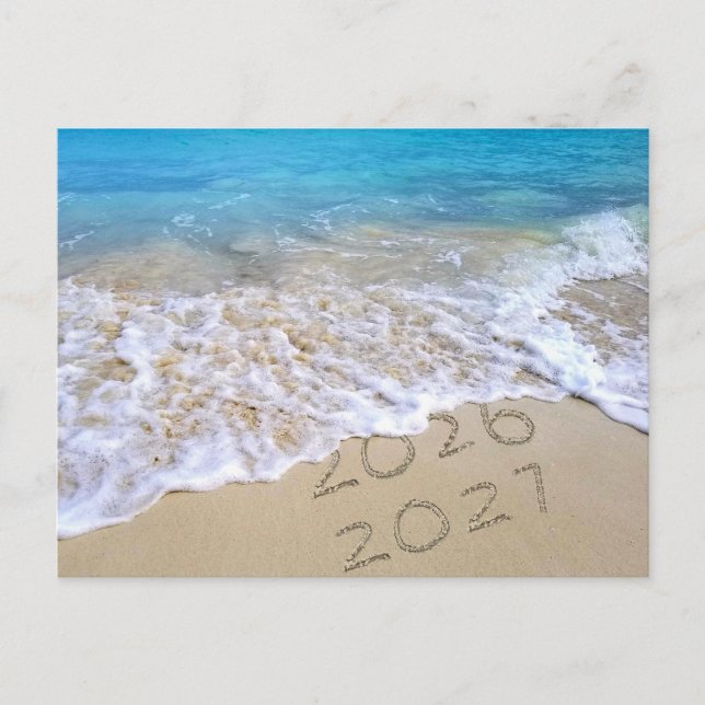 2027 Nyår Tropisk Oceanstrand  Helg Vykort (Framsida)