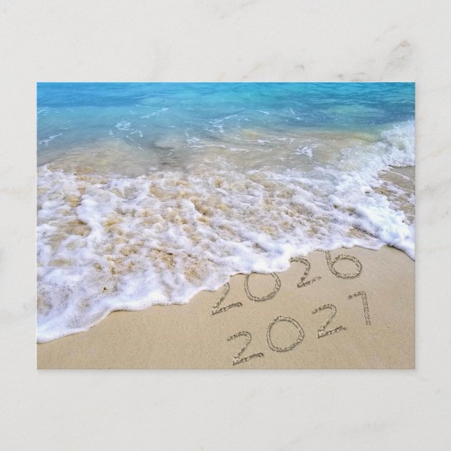 2027 Nyår Tropisk Strand Vykort (Framsida)