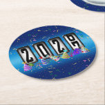 2027 Odometer New Years Party Underlägg Papper Rund<br><div class="desc">* HAPPY NEW YEAR 2027! * Fun party hats and confetti to celebrate the New Year. * Dimensions: 4" x 4" * Sold as sets of 6 * Tough, durable, and absorbent – perfect for New Years parties * Several shapes to choose from. * You can personalize by changing the...</div>