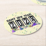 2027 Odometer New Years Party Underlägg Papper Rund<br><div class="desc">* HAPPY NEW YEAR 2027! * Fun party hats and confetti to celebrate the New Year. * Dimensions: 4" x 4" * Sold as sets of 6 * Tough, durable, and absorbent – perfect for New Years parties * Several shapes to choose from. * You can personalize by changing the...</div>