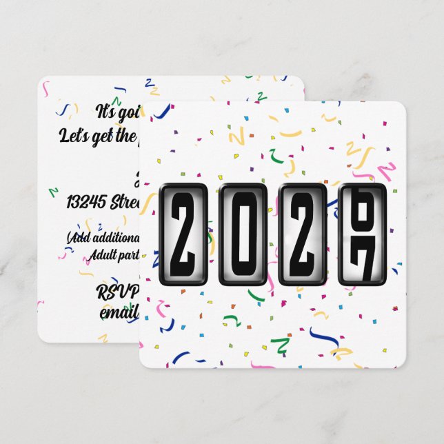 2027 Odometer Nyårsfest Inbjudningar (Fram/baksida)