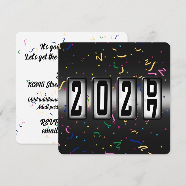 2027 Odometer Nyårsfest Inbjudningar (Fram/baksida)