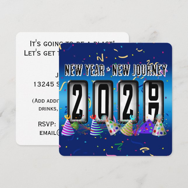 2027 Odometer Nyårsfest Inbjudningar (Fram/baksida)