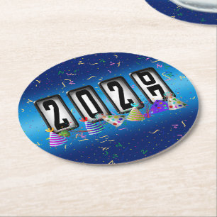 2027 Odometer Nyårsfest Underlägg Papper Rund